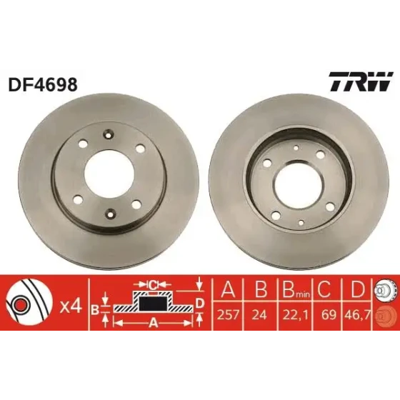 TRW Ön Fren Diski – DF4698 ürün görseli