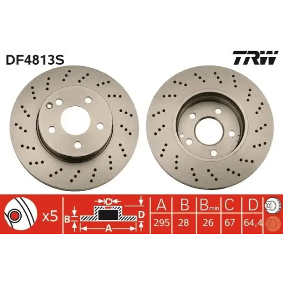 TRW Ön Fren Diski – DF4813S / OEM A2044212812 ürün görseli