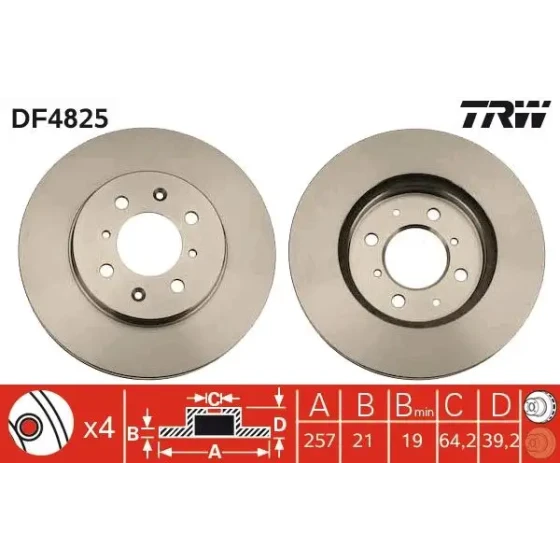 TRW Ön Fren Diski – DF4825 / OEM 45251SAAG50 ürün görseli