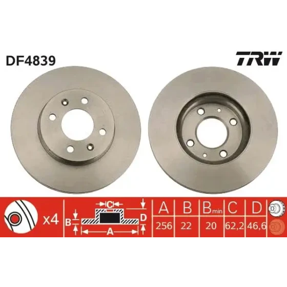 TRW Ön Fren Diski – DF4839 / OEM 517121G000 ürün görseli