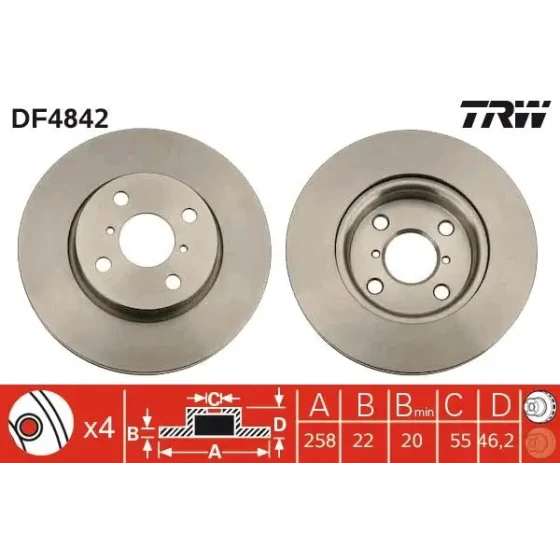 TRW Ön Fren Diski – DF4842 / OEM 435120D060000 ürün görseli