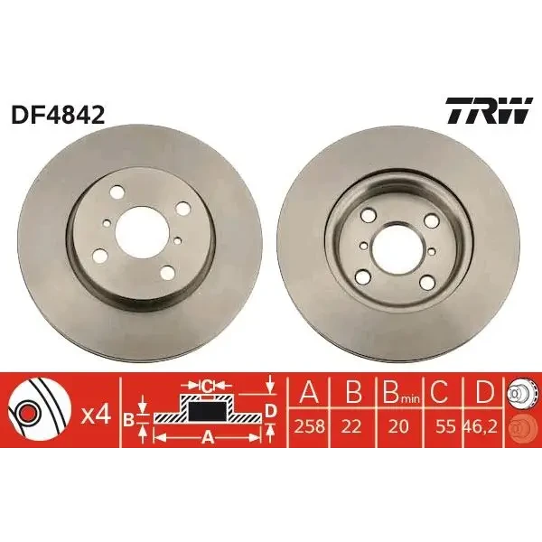 TRW Ön Fren Diski – DF4842 / OEM 435120D060000