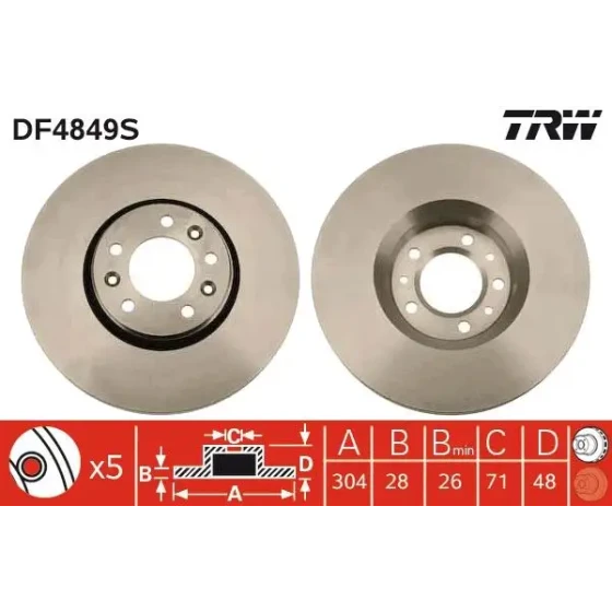 TRW Ön Fren Diski – DF4849S ürün görseli