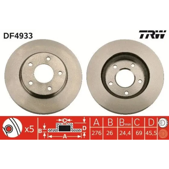 TRW Ön Fren Diski – DF4933 ürün görseli