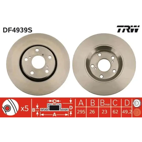 TRW Ön Fren Diski – DF4939S / OEM 435120F030 ürün görseli