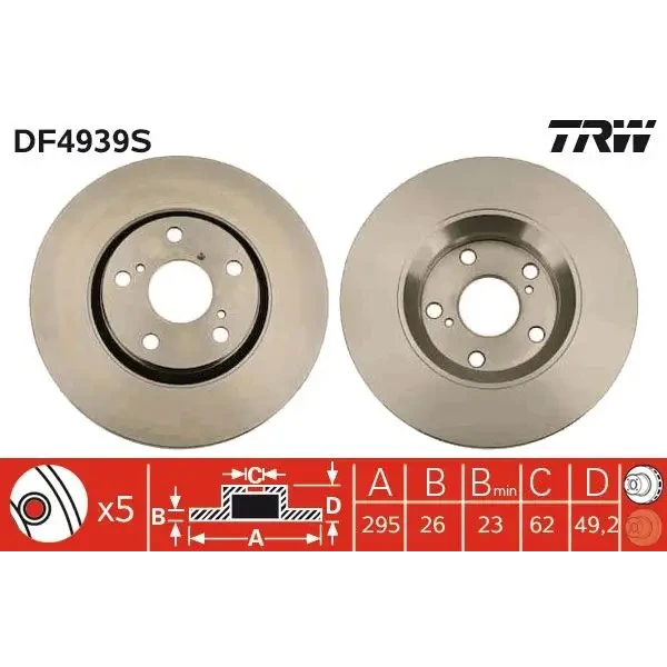TRW Ön Fren Diski – DF4939S / OEM 435120F030