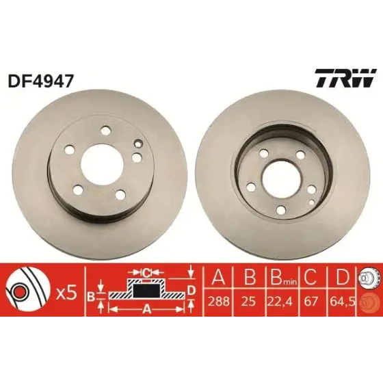 TRW Ön Fren Diski – DF4947 / OEM A0421191207 ürün görseli
