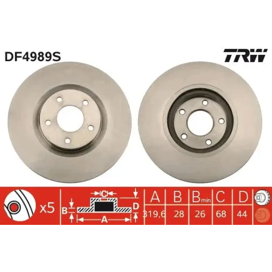 TRW Ön Fren Diski – DF4989S / OEM 40206ET01A ürün görseli