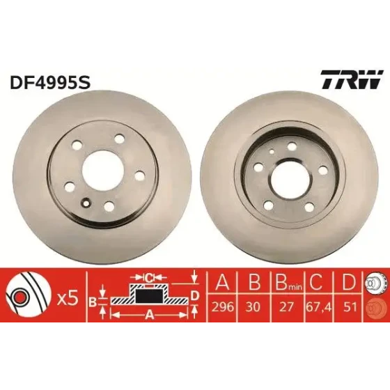 TRW Ön Fren Diski – DF4995S ürün görseli