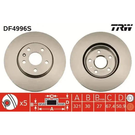 TRW Ön Fren Diski – DF4996S ürün görseli