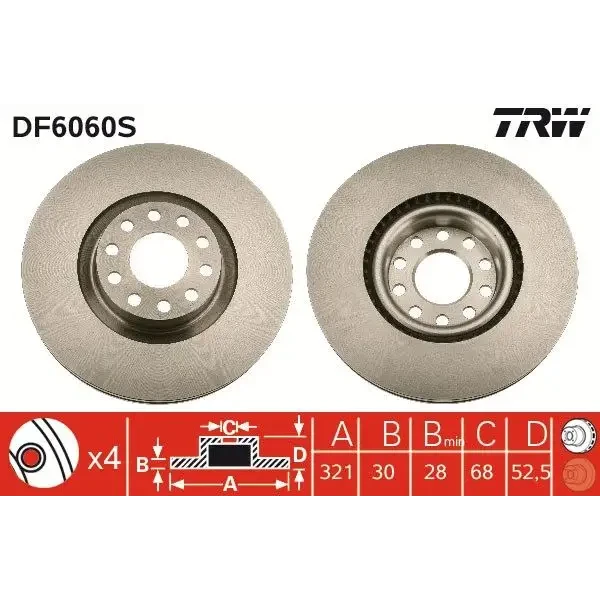 TRW Ön Fren Diski – DF6060S / OEM 4B3615301