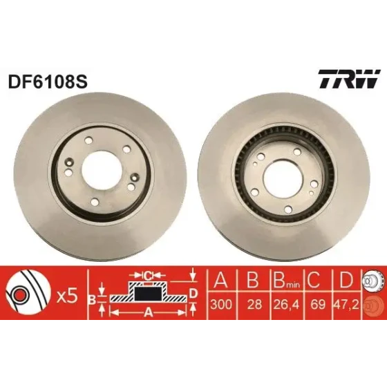 TRW Ön Fren Diski – DF6108S ürün görseli