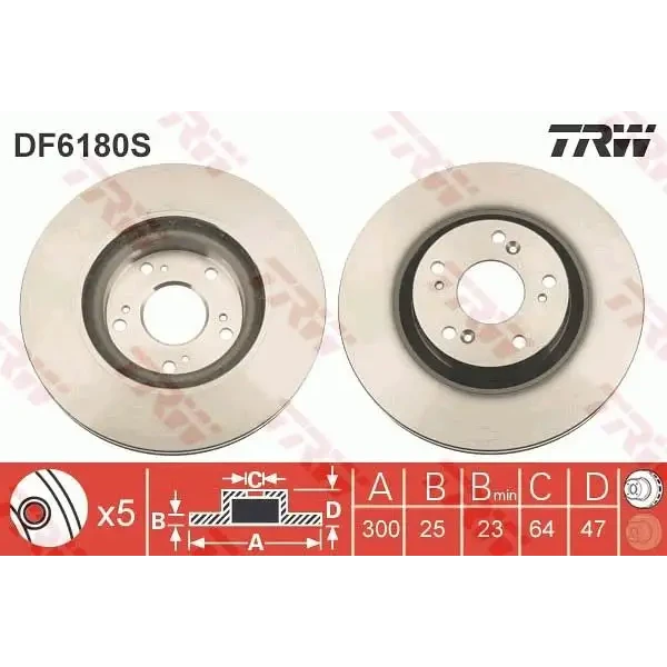 TRW Ön Fren Diski – DF6180S / OEM 45251SCAE50