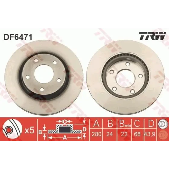 TRW Ön Fren Diski – DF6471 / OEM 402061KA3A ürün görseli