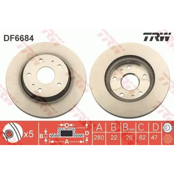 TRW Ön Fren Diski – DF6684 / OEM 5531180J02 ürün görseli