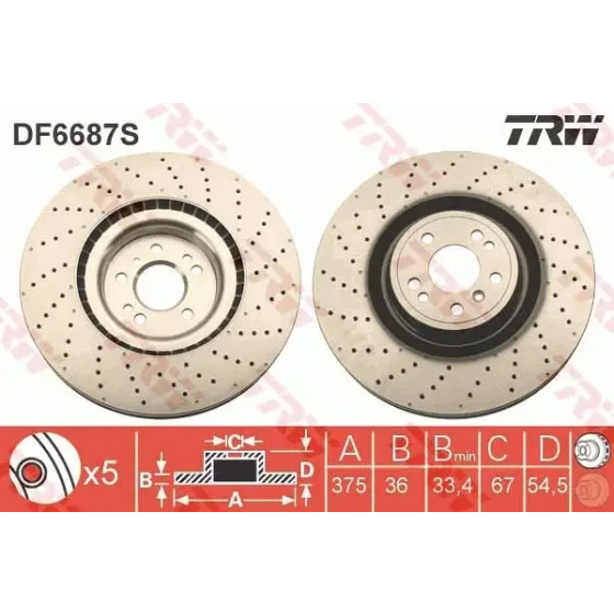 TRW Ön Fren Diski – DF6687S / OEM A1664211600 ürün görseli