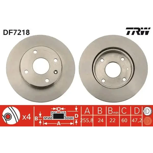 TRW Ön Fren Diski – DF7218 / OEM 9053332