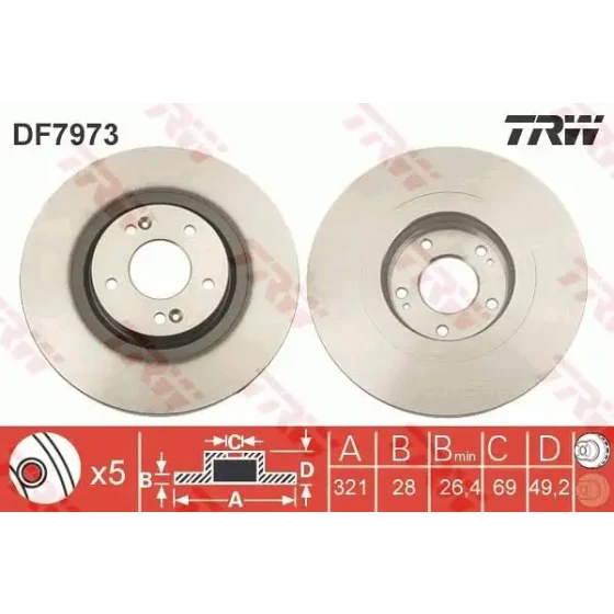TRW Ön Fren Diski – DF7973 / OEM 517122W700 ürün görseli
