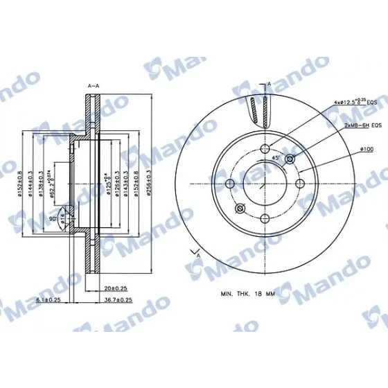 Mando Ön Fren Diski – MBC030286 / OEM 51712G6300 ürün görseli