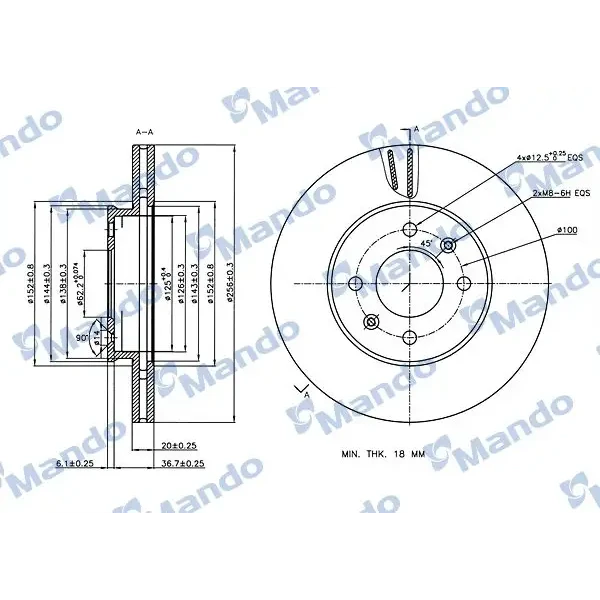 Mando Ön Fren Diski – MBC030286 / OEM 51712G6300