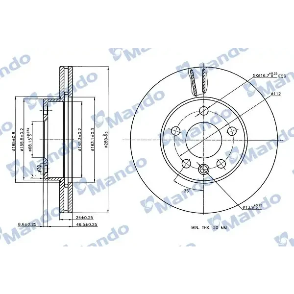 Mando Ön Fren Diski – MBC035316 / OEM 7D0615301A