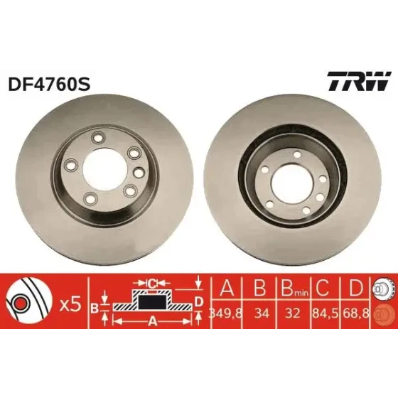 TRW Ön Fren Diski (Sağ) – DF4760S ürün görseli
