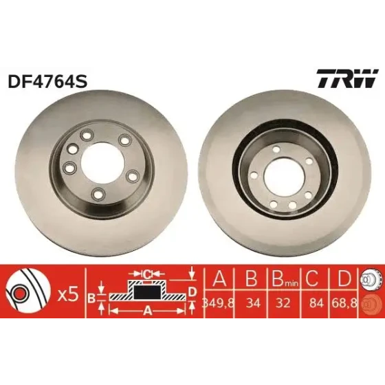 TRW Ön Fren Diski (Sol) – DF4764S ürün görseli