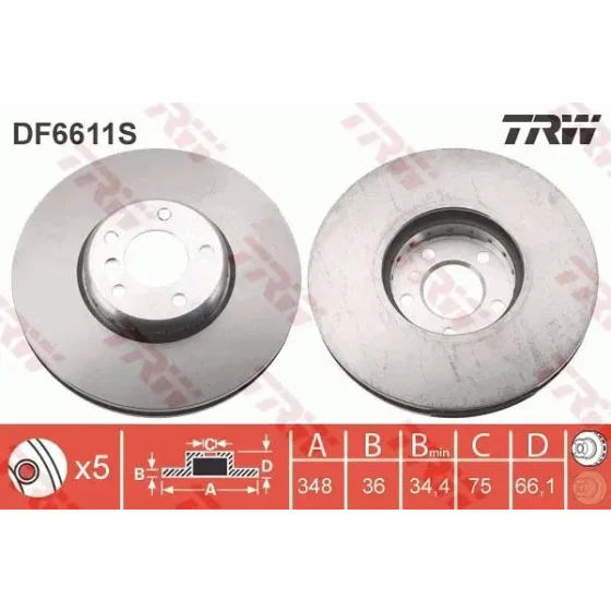 TRW Ön Fren Diski (Sol) – DF6611S / OEM 34116785669 ürün görseli