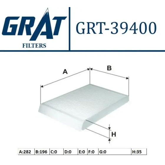 GRAT Polen Filtresi – 39400 / OEM 30767022 ürün görseli