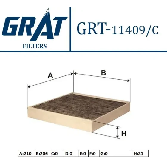 GRAT Polen Filtresi (Karbonlu) – 11409C / OEM 7701048749 ürün görseli