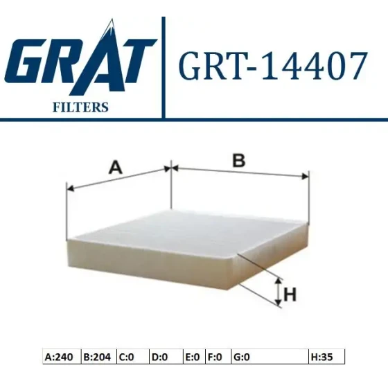 GRAT Polen Filtresi (Karbonlu) – 14407C / OEM 1808524 ürün görseli