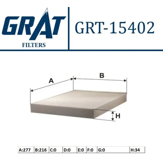 GRAT Polen Filtresi (Karbonlu) – 15402C / OEM 7H0819631A ürün görseli