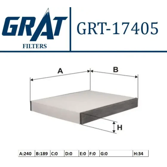GRAT Polen Filtresi (Karbonlu) – 17405C / OEM 2S6H19G244AA ürün görseli