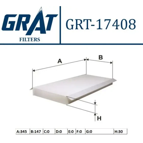 GRAT Polen Filtresi (Karbonlu) – 17408C / OEM 96FW19G244AA ürün görseli