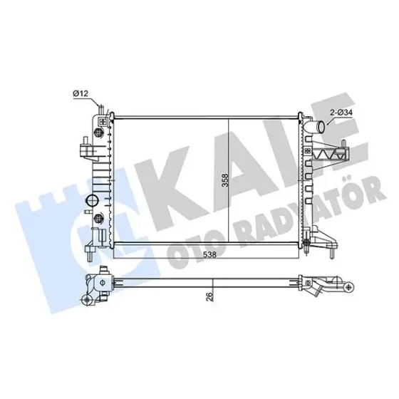 KALE Radyatör – 347490 / OEM 9196691 ürün görseli
