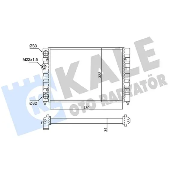 KALE Radyatör – 348230 / OEM 6N0121253A ürün görseli