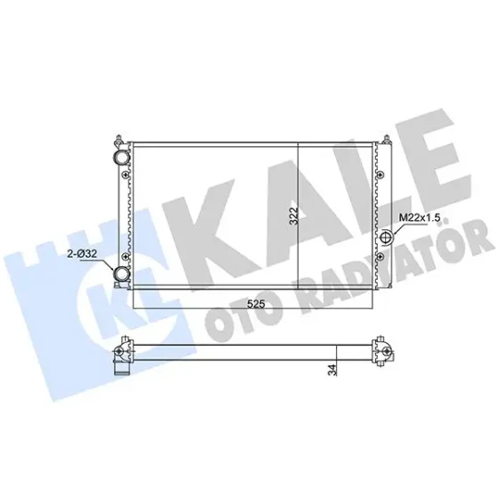 KALE Radyatör – 348245 / OEM 1H0121253S ürün görseli