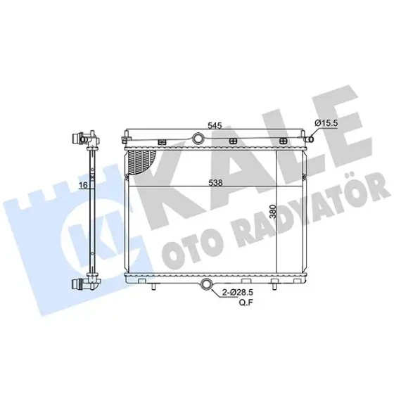 KALE Radyatör – 363205 / OEM 9825333380 ürün görseli