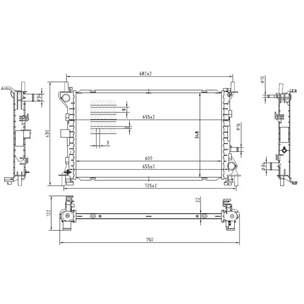 MGA Radyatör – 80489 / OEM 98AB8005DF