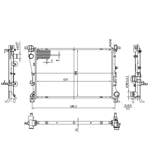 MGA Radyatör – 80498 / OEM 52052630 ürün görseli