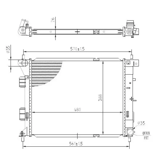 MGA Radyatör – 80511 / OEM 25310A5800 ürün görseli