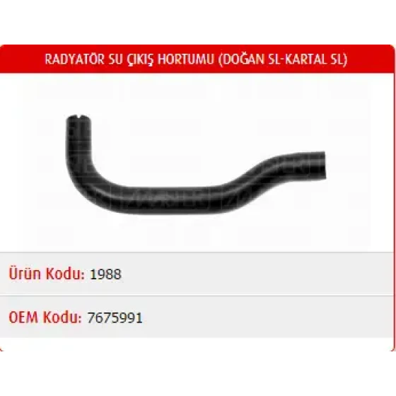 Master Radyatör Alt Hortumu – M1988 / OEM 7675991 ürün görseli