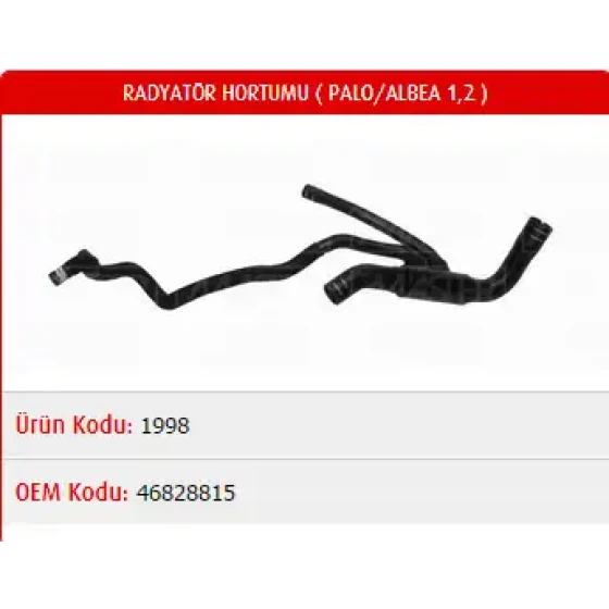 Master Radyatör Alt Hortumu – M1998 / OEM 46828815 ürün görseli