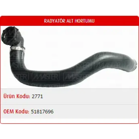 Master Radyatör Alt Hortumu – M2771 / OEM 51817696 ürün görseli