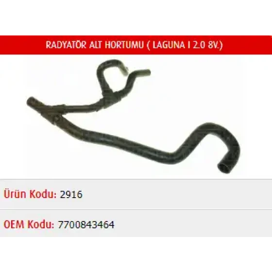 Master Radyatör Alt Hortumu – M2916 / OEM 7700843464 ürün görseli