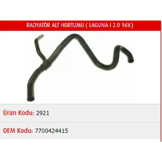Master Radyatör Alt Hortumu – M2921 / OEM 7700424415 ürün görseli