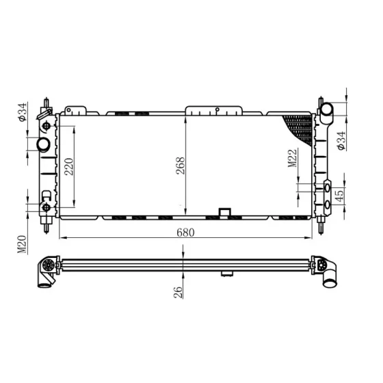 ORIS Radyatör – BOP102026 / OEM 1300153 ürün görseli