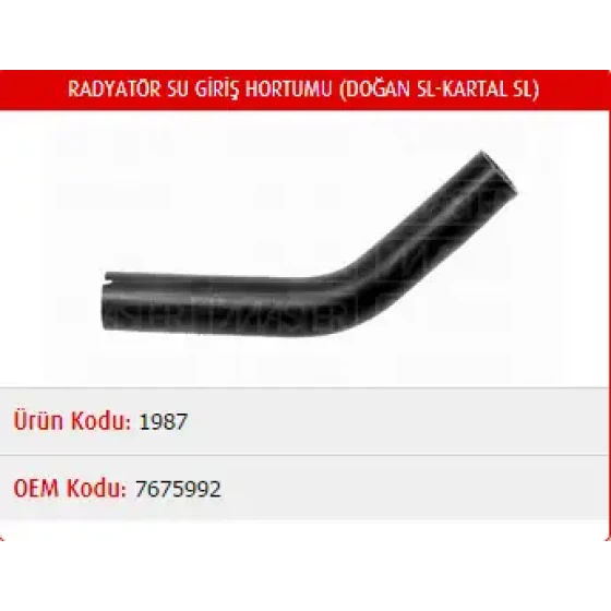 Master Radyatör Üst Hortumu – M1987 / OEM 7675992 ürün görseli