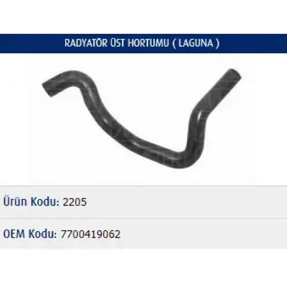 Master Radyatör Üst Hortumu – M2205 / OEM 7700419062 ürün görseli