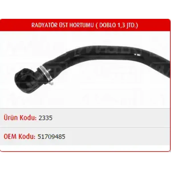 Master Radyatör Üst Hortumu – M2335 / OEM 51709485